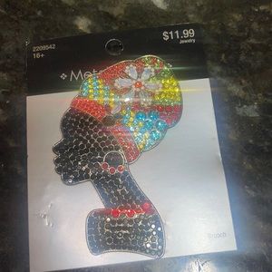 Metal Gallery Brooch with Crystal Stones.